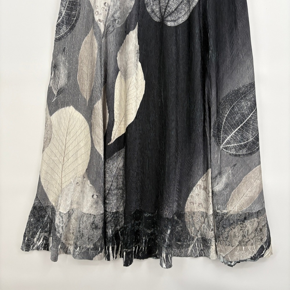 Komarov Women XL Dress Black White Leaf Print Lace Sleeve Handmade USA NEW - Picture 13 of 14
